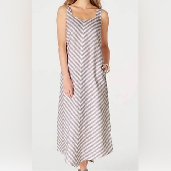 J. Jill Love Linen Chevron Stripe Summer Maxi Dress Size XS - Picture 1 of 8
